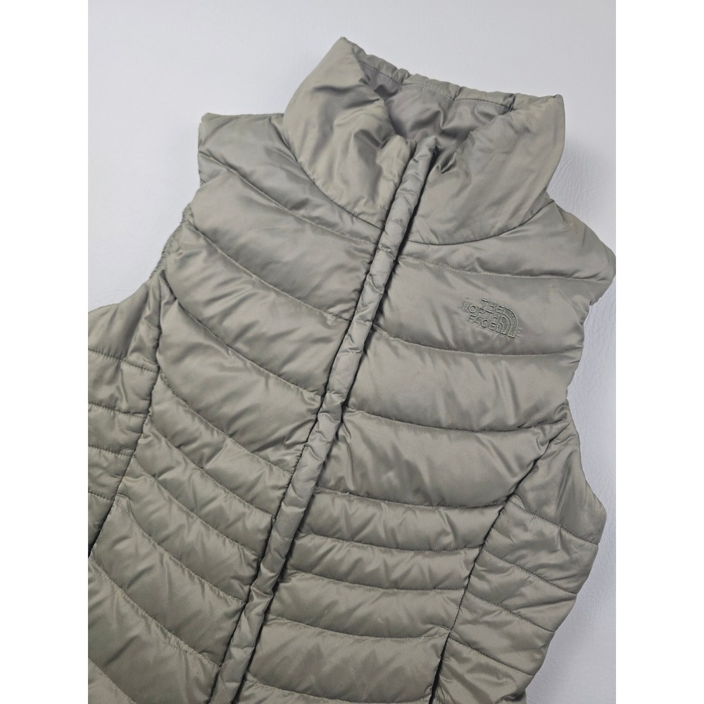 The North Face 550 Down Puffer Vest Womens Medium Olive Green Quilted Zip Up